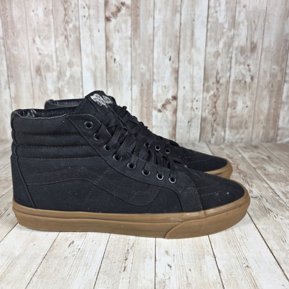 Vans Other - Vans Sk8-Hi Black Canvas Gum Sole Skate Shoes Mens Size 10.5